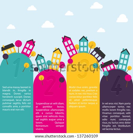 Banners with small town Vector illustration Banners with small town Vector illustration