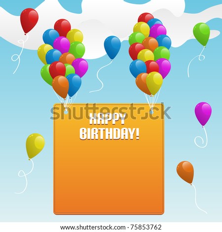 animated happy birthday balloons. happy birthday cartoon banner.
