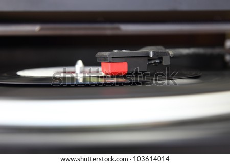 Vintage record player, close up of the stylus
