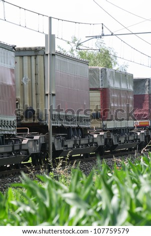Cargo Train , detail of freight wagons