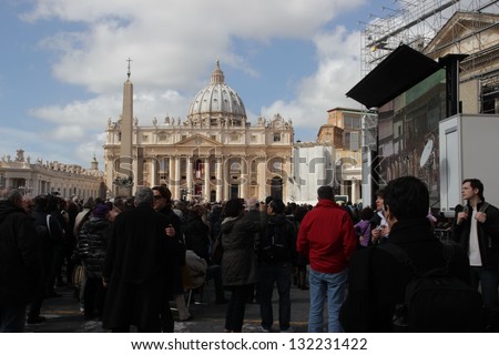 VATICAN CITY - MARCH 19: Pope Francis I at the installation Mass on March 19, 2013 in Vatican City.An estimated 150000 cram St Peter\'s Square for the official start to Pope Francis\'s pontificate.