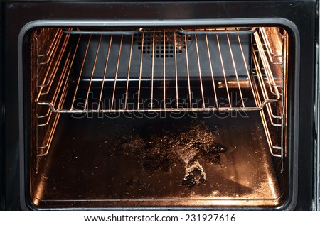 inside a dirty oven