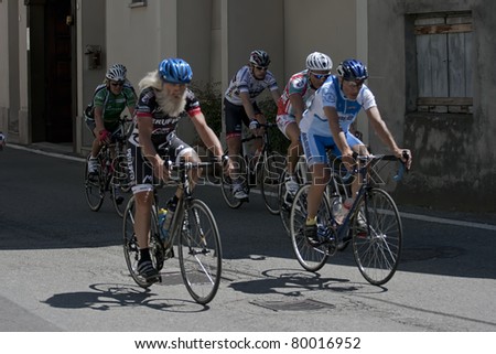 VAPRIO d\'AGOGNA, ITALY-JUNE 25:Senior cyclists compete in the \