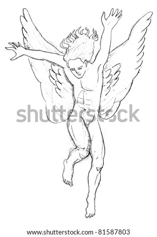 pencil hand drawn illustration of an angel