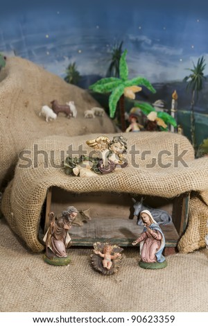 nativity scene, creche, or crib, is a depiction of the birth of Jesus