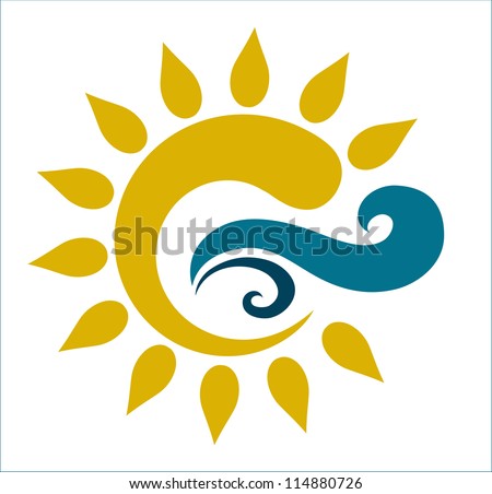 Vector drawing of the sun and waves Logo and icon Vector drawing of the sun and waves Logo and icon