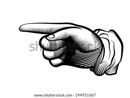 Hand Of The Human On White Background. Pointing Finger. Vector Drawing