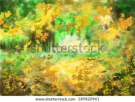 cg painting autumn background hand drawing