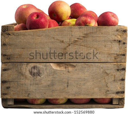 Crate Full Of Apples Isolated On White Background.