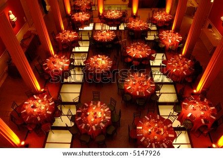 stock photo Top view on tables for wedding reception