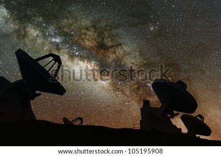 Radio telescopes observe the Milky Way.