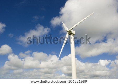 Wind turbine against the cloudy sky.This is in Cornwall (UK).