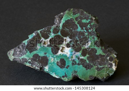 MUSEUM MINERAL SERIES: polished turquoise from Nevada, USA. 10cm across.