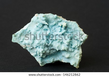 MUSEUM MINERAL SERIES: Blue aragonite covered with a thin layer of celadonite. 8cm across.