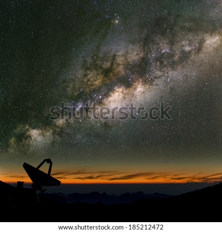 Radio telescope under the Milky Way. The search for intelligent life.