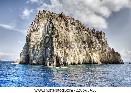 Small rocky island in the aeolian islands, Sicily, Italy.