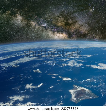 Hawaii under the Milky Way. Elements of this image furnished by NASA.