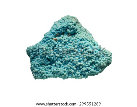 Rough Turquoise from the Mineral Park mine, Mohave county, Arizona, USA. Isolated on white.