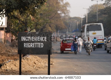 stock-photo-inconvenience-regretted-funny-indian-road-sign-64887103 ...
