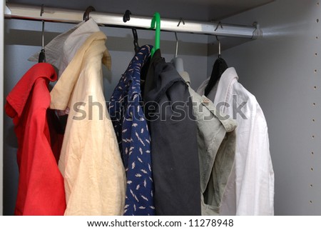 clothing hanging in closet