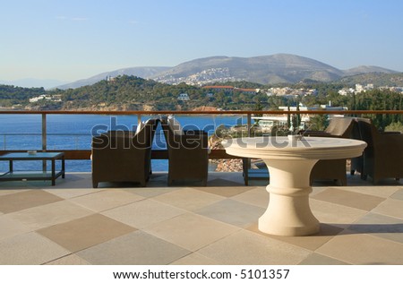 Luxury patio bar with sea view