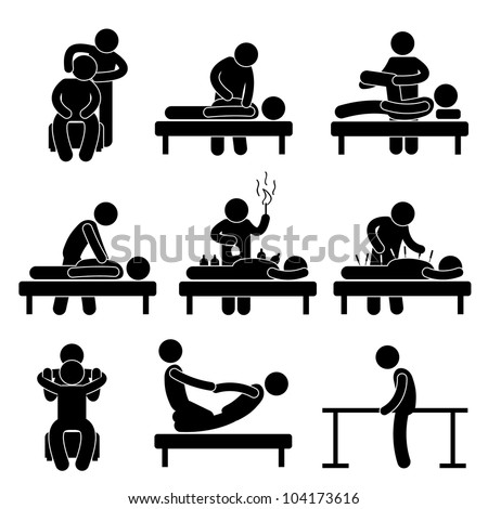 Chiropractic Physiotherapy Acupuncture Massage Rehabilitation Health Medical Treatment Icon Sign Symbol Pictogram