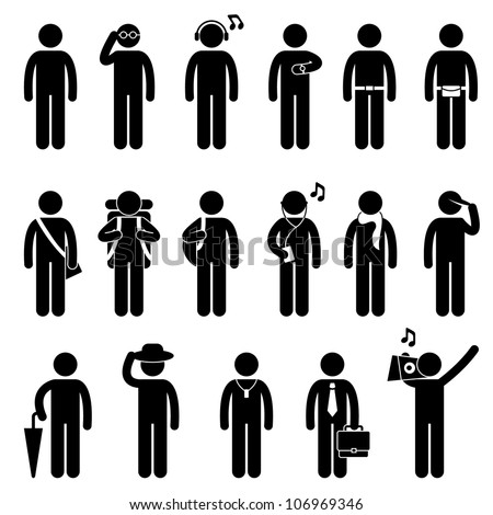 People Man Male Fashion Wear Body Accessories Icon Symbol Sign Pictogram