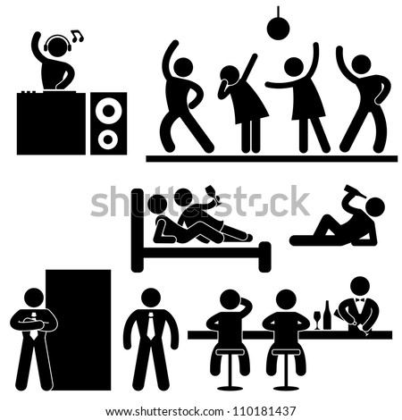 Disco Pub Night Club Bar Party Icon Symbol Sign Pictogram Disco Pub Night Club Bar Party Icon Symbol Sign Pictogram