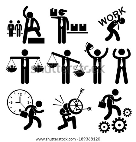 Business People Businessman Concept Stick Figure Pictogram Icon Cliparts
