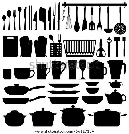 Kitchen Organization on Kitchen Utensils Silhouette Vector   56117134   Shutterstock