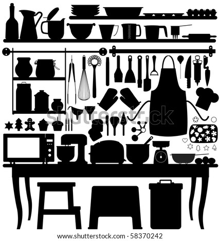 Kitchen Signs on Baking Pastry Kitchen Tool Silhouette Vector   58370242   Shutterstock