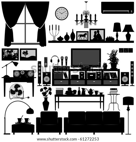 Living Room Modern Design on Living Room Furniture Home Interior Design Stock Vector 61272253