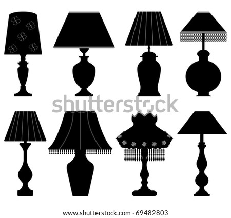 Black Desk Lamps on Table Lamp Light Black Stock Vector 69482803   Shutterstock