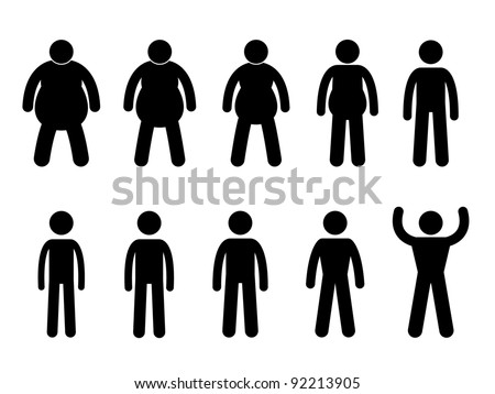 Fat to Thin Process and Thin to Muscular Concept Icon Symbol Sign Pictogram Fat to Thin Process and Thin to Muscular Concept Icon Symbol Sign Pictogram