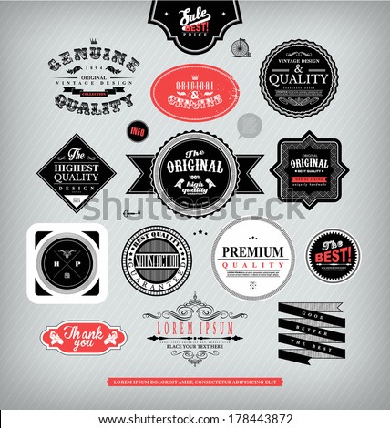 Set of stickers tags frames labels in trendy vintage hipsters style Set of stickers tags frames labels in trendy vintage hipsters style