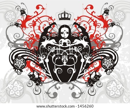 stock vector : queen with crown on the elegant vector background