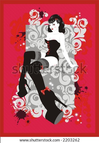 Pin Up Silhouette. stock vector : gothic pin-up