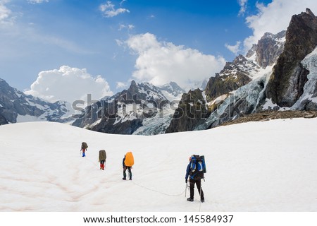 group of climbers in the mountains