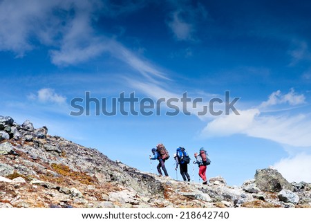 group of hikers in the mountains