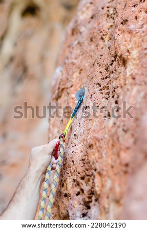 A climbers rope and quick-draws