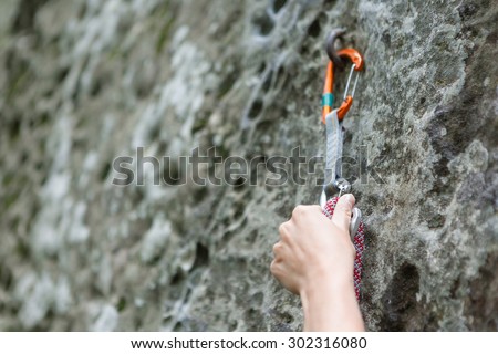 A climbers hold and quick-draw