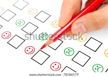 customer satisfaction questionnaire showing marketing or business concept