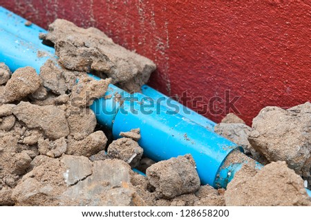 old blue pipe of the water work system