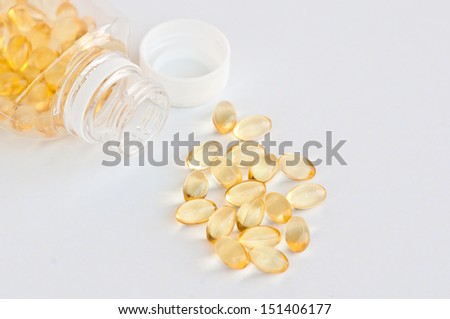 Garlic oil capsules close up