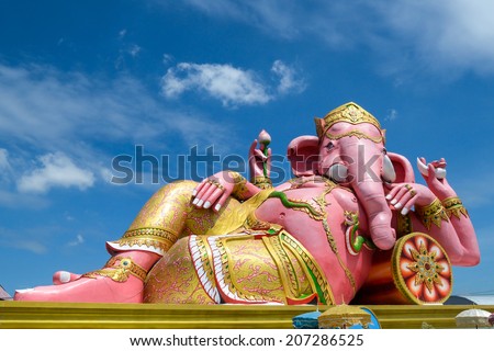big statue pink Ganesha in  thailand