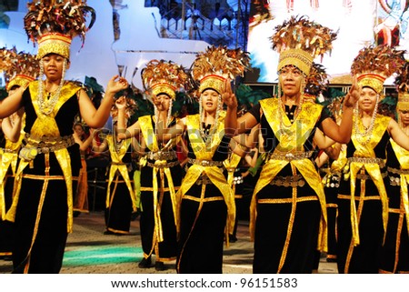 KUALA LUMPUR, MALAYSIA-MAY 21:Malaysians performing a dance routine during the rehearsal of Colours of 1 Malaysia May 21 2010 in Kuala Lumpur Malaysia.