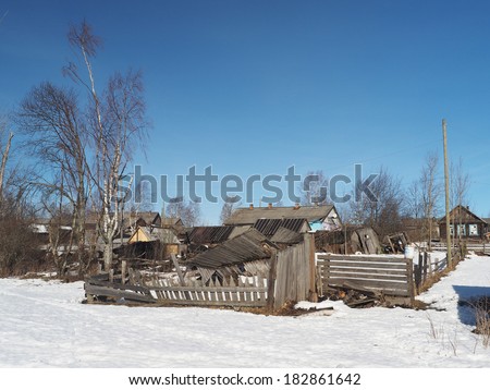 destroyed house in the village