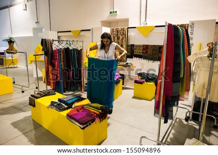MILAN, ITALY - SEPTEMBER 20: So Critical So Fashion exhibition in Milan on September, 20 2013.Alternative fashion exhibition of biological, vegan and recycled materials during Milan Fashion Week