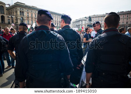MILAN, ITALY - APRIL 25: celebration of liberation held in Milan on 25 April 2014. People took the streets in Milan to celebrate the anniversary of the liberation of Italy from Nazism and Fascism