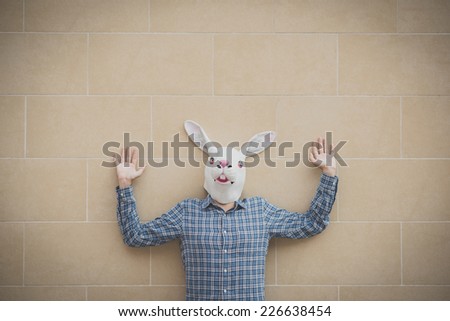 rabbit mask absurd man in the city